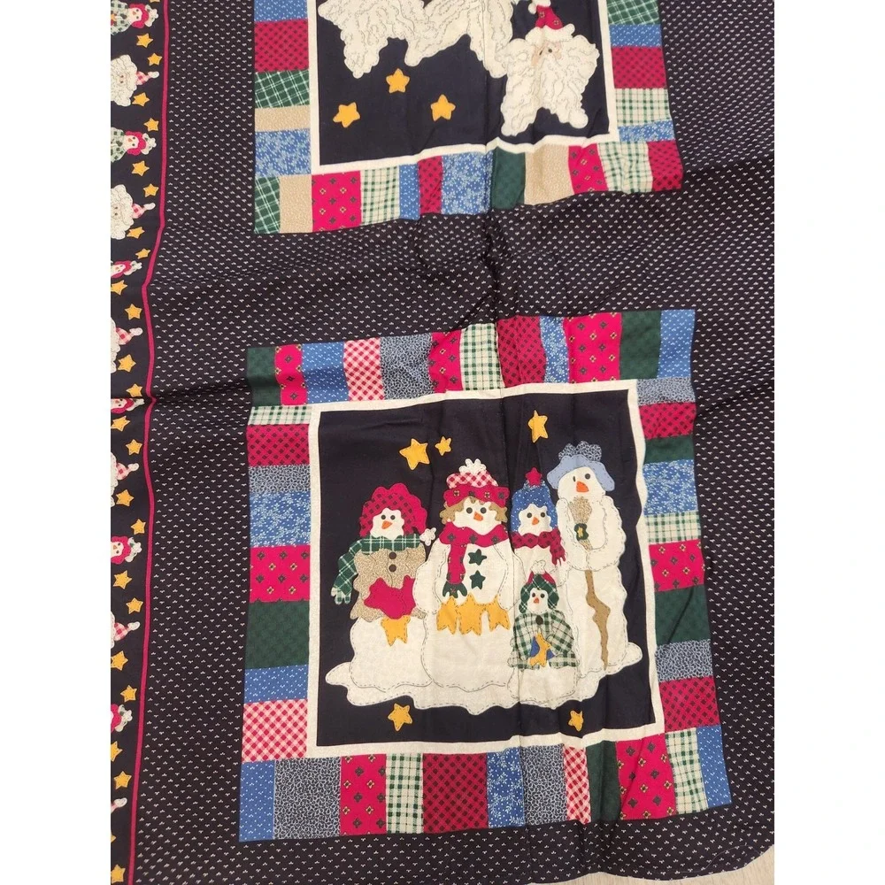 Vtg.‎ Snowman Family Finished Quilt Throw/Pillow Combo Double Sided Christmas